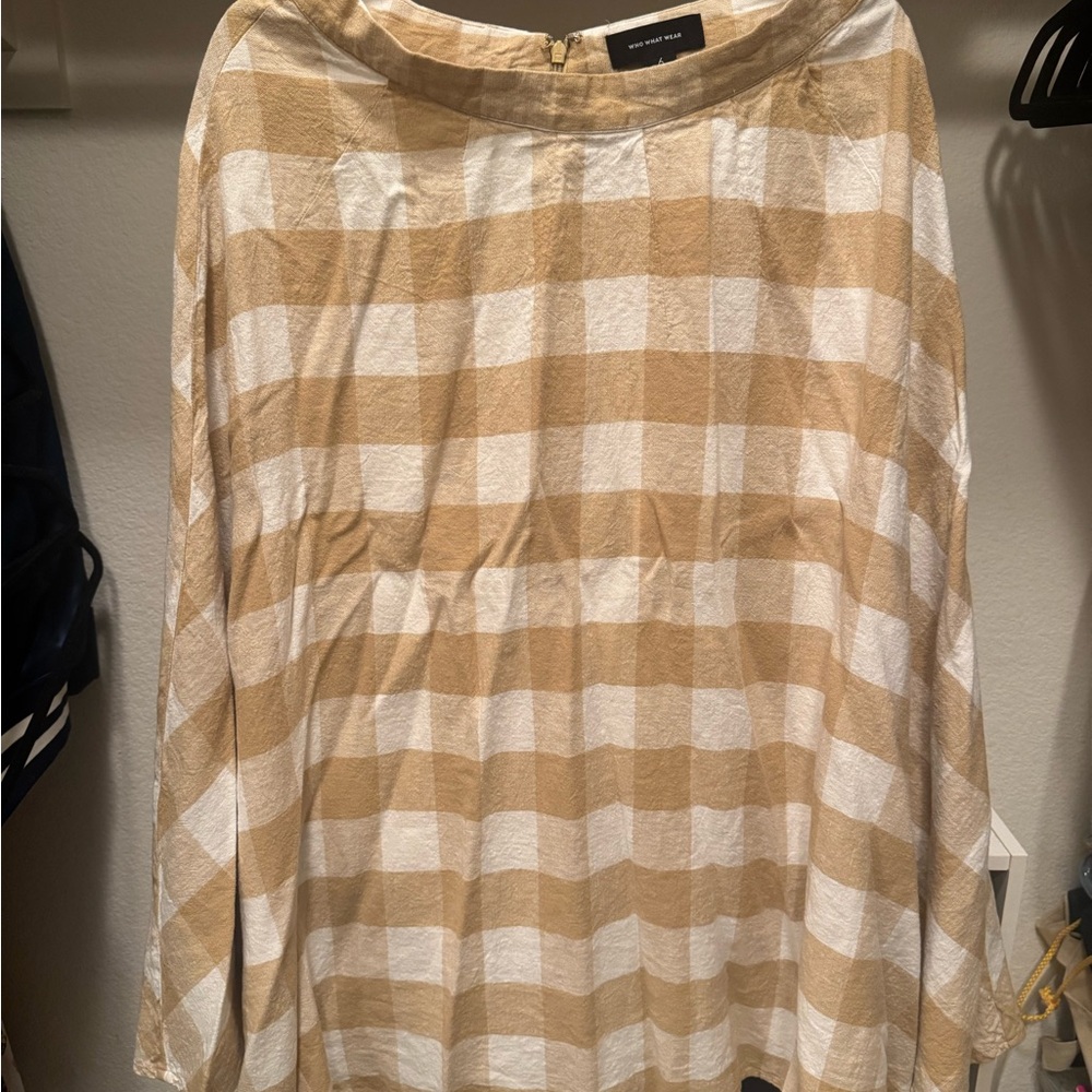 Universal Thread Beige and White Checkered Blouse